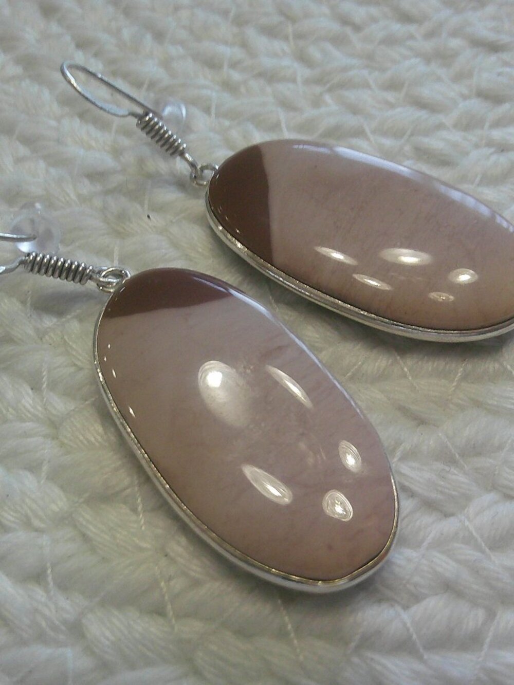 Natural MOOKAITE Handmade Sterling 925 Dangle Earrings #357F